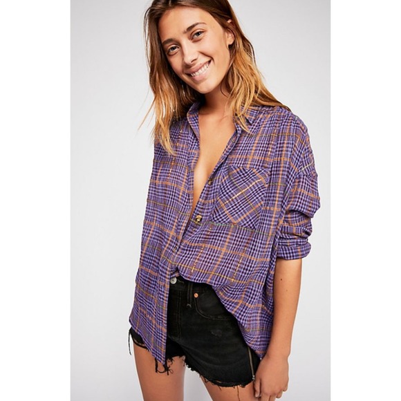 Free People Tops - FREE PEOPLE BREAK MY STRIDE BUTTONDOWN TOP - PURPLE
PLAID Womens Size Small